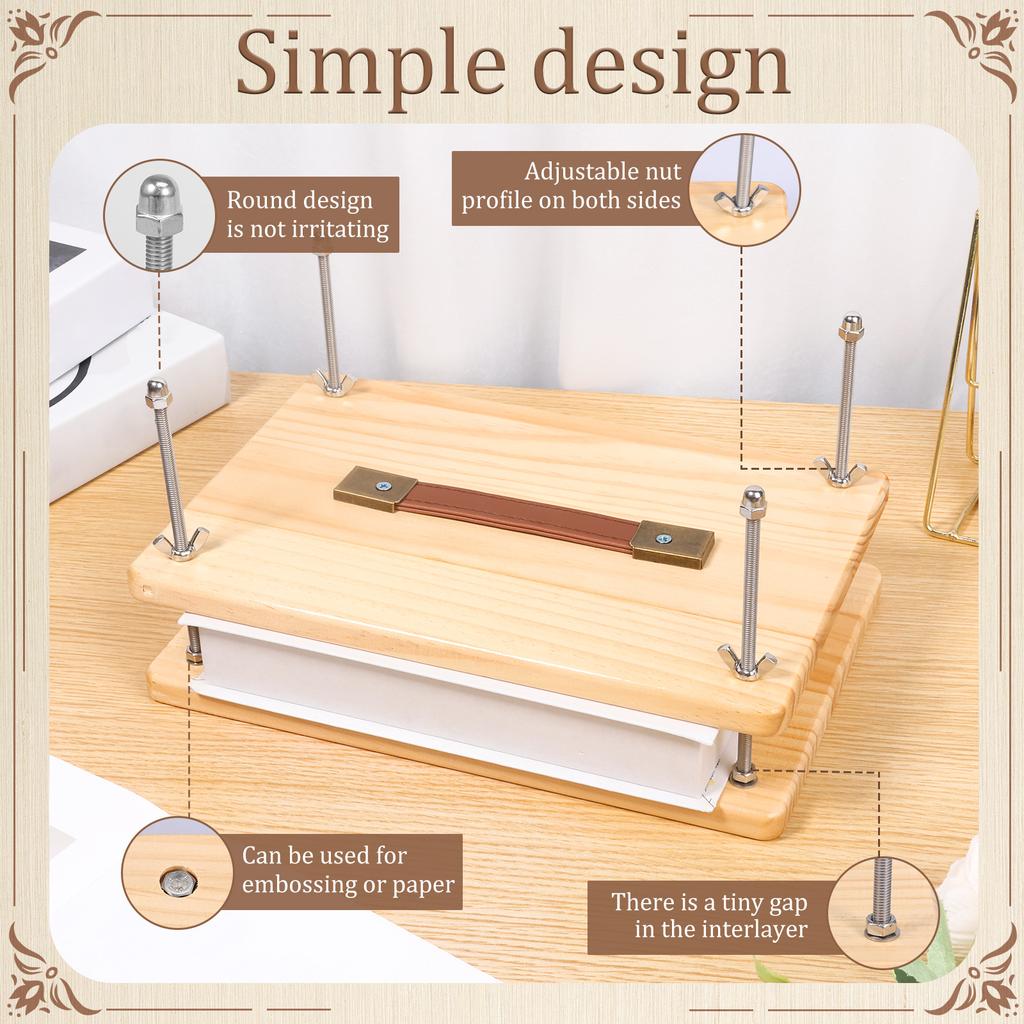 Wooden Book Press Manual Book Binding Press With Ergonomic Handle Smooth Surface DIY Bookbinding Tool for Photo Album and Cards