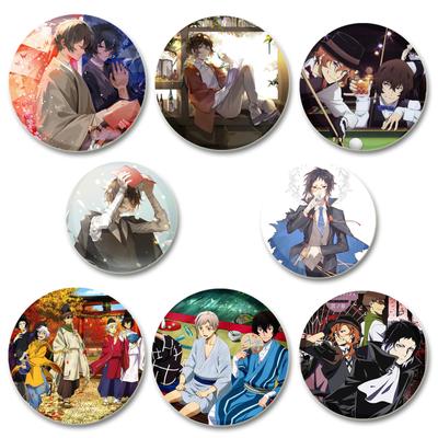 32/44/58mm Bungo Stray Dogs Brooches Round Handmade Anime Lapel Pins DIY Backpack Clothes Badges Jewelry Accessorys Gifts