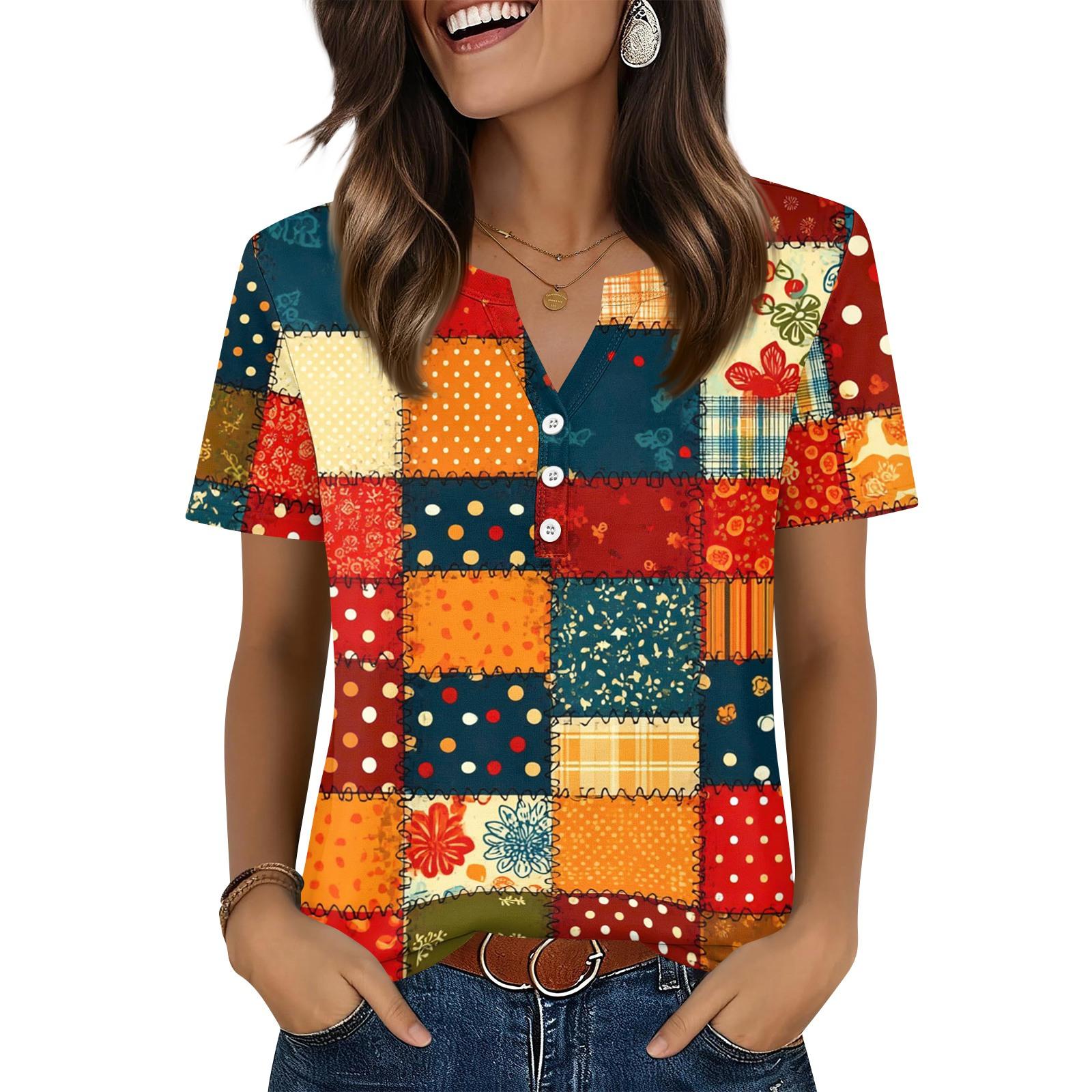 

Женская футболка с принтом «День независимости» на пуговицах с коротким рукавом, повседневная, выходного дня, модная, базовая, с V-образным вырезом, обычная XL оранжевый