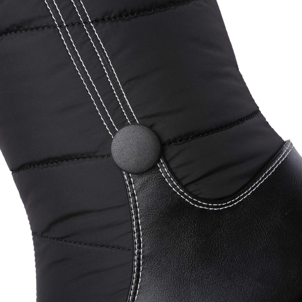 Krazing Pot PU Down Boots Cold-resistant Winter Shoes Med Heels Size 44 Super Size Snow Boots Zipper Round Toe Keep Warm Thigh High Boots