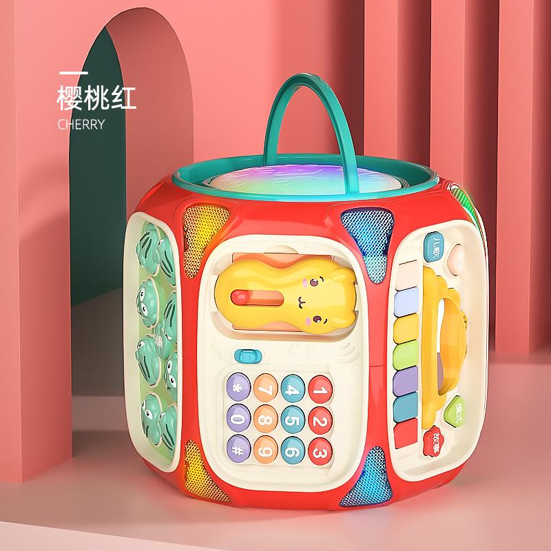 Multi Functional Baby Puzzle Toy Hand Clapping Drum with Lights Music Children Shape Matching Education Toy Musical Instrument