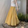 Damen Chiffon A-Linien Maxirock Hoher Bund Fließender Saum mit Eleganter Drapierung & Weiter Silhouette