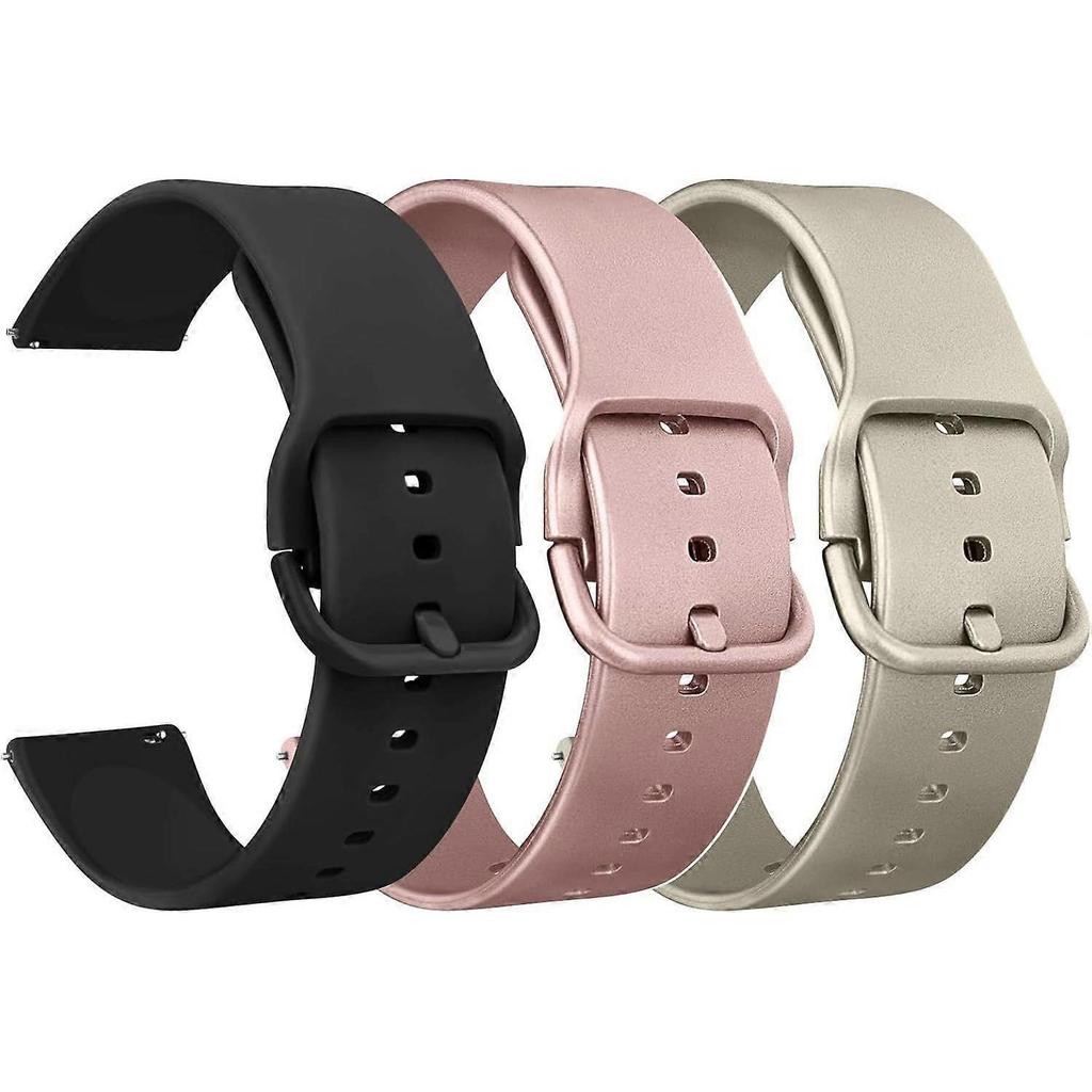 Pack of 3 Replacement Silicone Watch Straps 20mm Quick Release Bands for Men and Women Watch Accessories