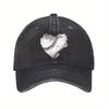 Baseball Heart Graphic Distressed Baseball Cap Adjustable Vintage Sports Hat Casual Unisex Adult