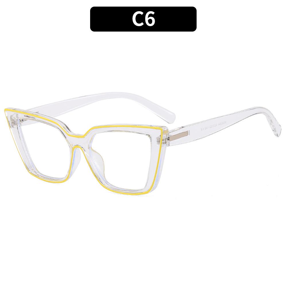 TR cat eye women's anti-blue light flat mirror spring leg paint plain glasses frame retro trendy glasses frame