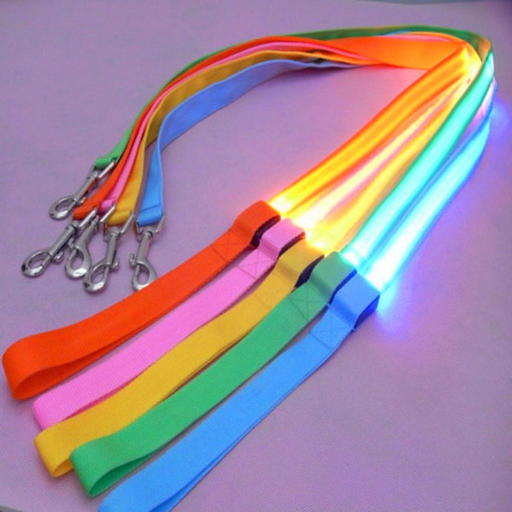 LED Dog Leash for Walking Outdoor Night Activity Pet Leash Puppy Walking Leash Adjustable Flashing Nylon Rope Lead Leash