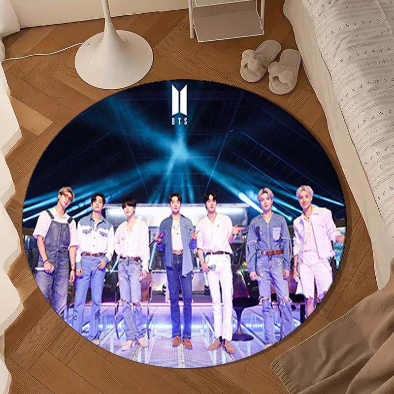 Kpop Group Portrait Round Rug for Livingroom,Bedroom, Palyroom, Chair Rug, Area Rug, Circle Carpet, Large Size Fan Christmas Gift