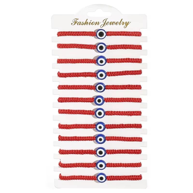 12pcs/set Blue Eye Charms Bracelet for Women Men Adjustable Red Rope Braid Chain String Bracelet Fashion Zircon