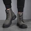 Fashion England Style Men Fashion Original Leather Boots Lace-up Platform Shoes Cowboy Autumn Winter Boot Tooling Work Ankle Botas Male
