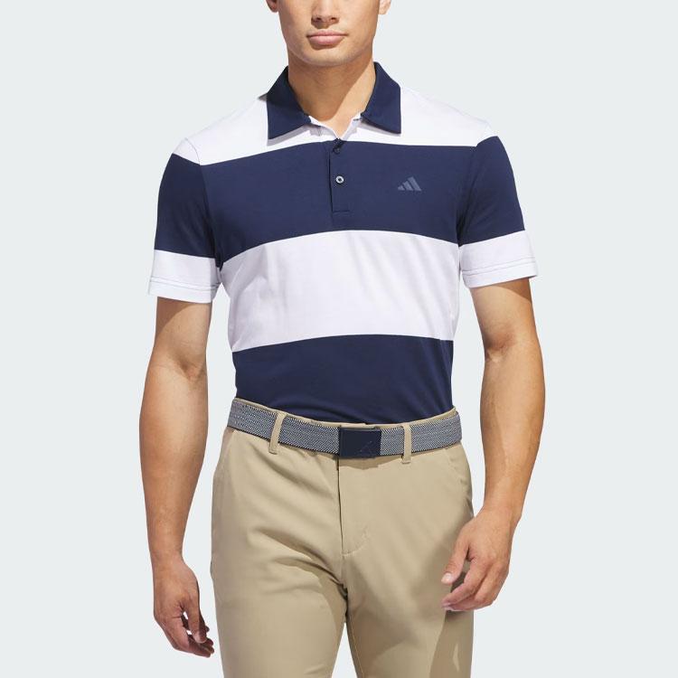 Adidas Colorblock Rugby Stripe Polo Shirt Men Tops Blue White IU4353
