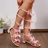 Fashion 2025 Summer Women's Low Heels Cross Strap Mary Jane Shoes Party Wedding Cosplay White Red Black Beaded Bow Princess Lolita Shoes
