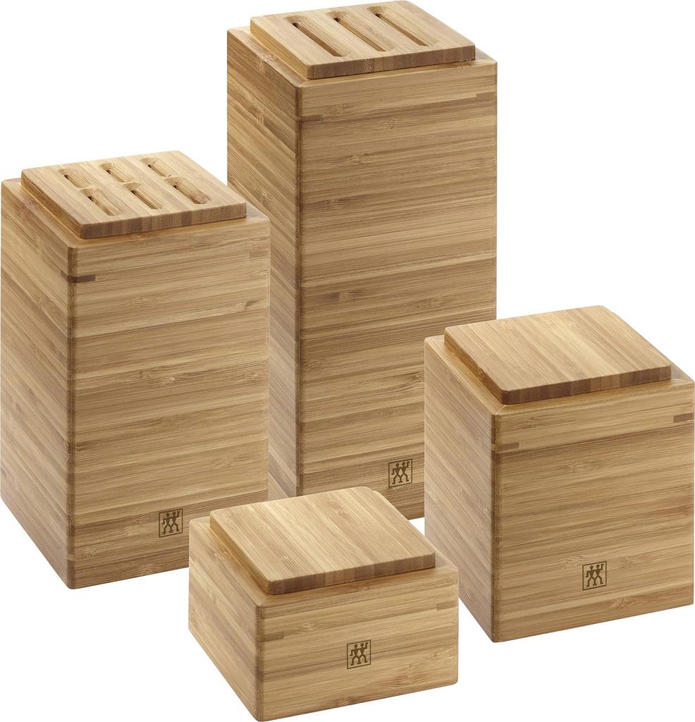 Zwilling "Bamboo Storage 4-Piece Set" Knife Stand, Storage Container, Canister, Spice and Herb Storage, Officially Sold In Japan, 35101-400, Brown