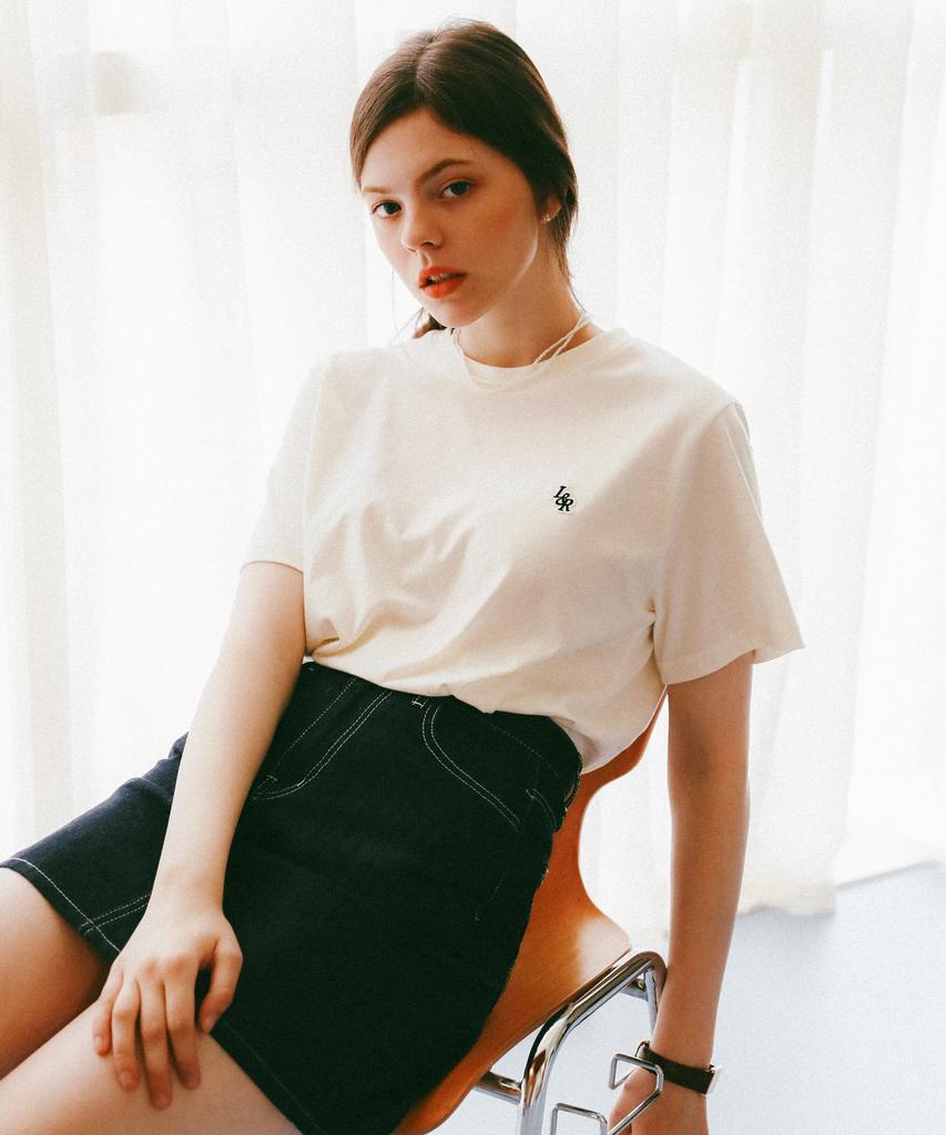 LOSSYROW L&R Patch Point Short-Sleeved T-Shirt Cream