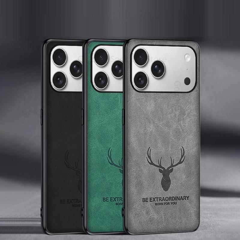 Shell For iPhone 17 Pro Max 3D Cartoon Head Elk Deer Leather Phone Shockproof Case For Apple 17 Air 16e 15 16 Pro Max Soft Silicone Phone Bumper Cover
