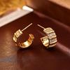 Copper-Plated Gold and 925 Silver C-Shaped Earrings - Elegant, Fashionable Women's Jewelry
