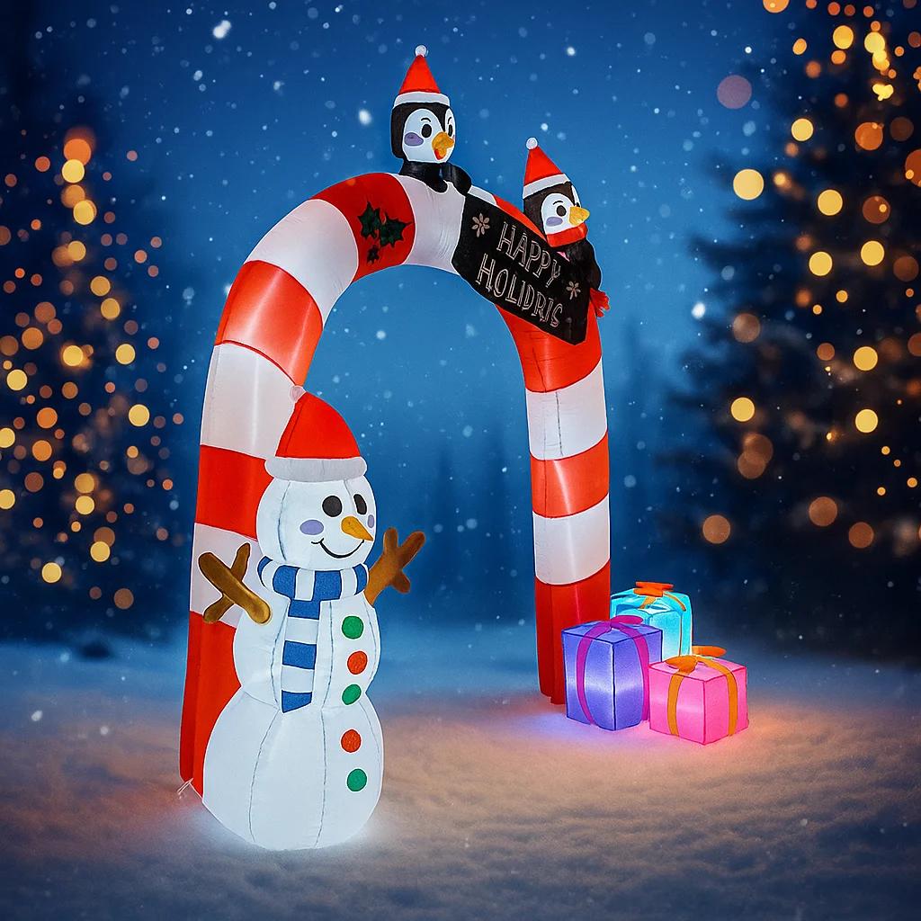 7.8FT LED Inflatable Yard Archway Decorations Snowman Penguin Sign Xmas Home Decor Ornaments Supplies Toy Gift Christmas Holiday
