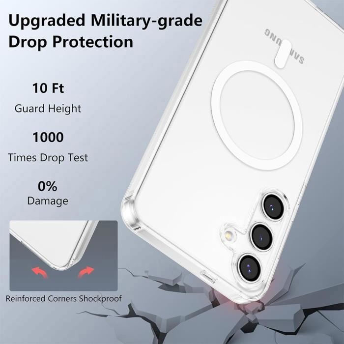 Skal för Samsung Galaxy S25 Plus / S25+ - BOOLING - Mjukt - Transparent - Magnetisk cirkel - 2 Härdat glas