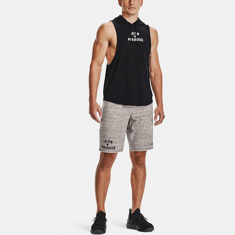 Under Armour Vzor písmen Bez rukávů S kapucí Sportovní vesta Pánské topy Černá 1365215-001