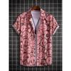 Hawaiian Shirt Men Fashion Flower Geometric Printed Blouse Single-breasted Beach Short SleeveTops Men's Holiday Clothing
