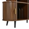 Record Cabinet HiFi Cabinet Sideboard MDF Oval Iron Feet Aluminum Handle Charging Station Cable Passage Sliding Door