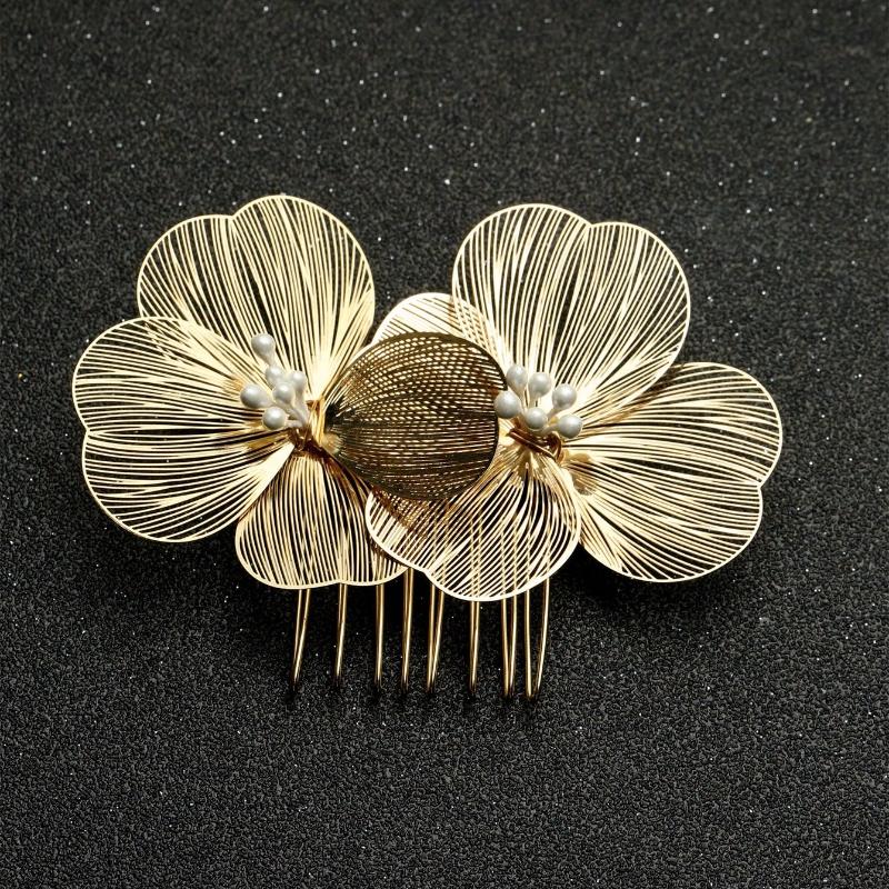 1 stuks Dames Handgemaakte Haarkam met Gouden Strik, Perfect voor Bruidsfeest, Festival, Volwassen Cadeau Elegant
