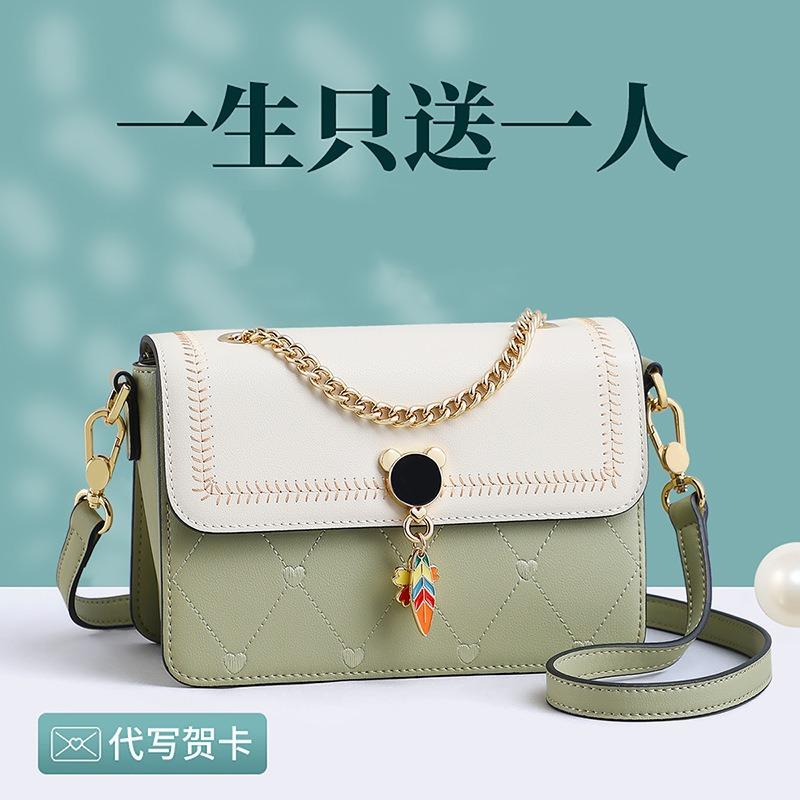 Bag Women's New Crossbody Bag Leather Women's Bag Light Luxury Niche Premium Chain Small Square Bag Luggage