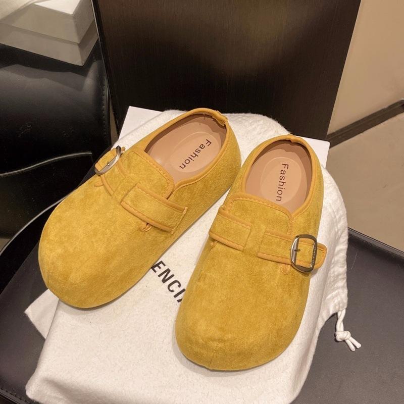 

Бокен баотоу полушлепанцы женские для улицы весна 2025 новинка толстая подошва увеличивающая рост мори шерстяные толстая подошва ленивые тапочки 40