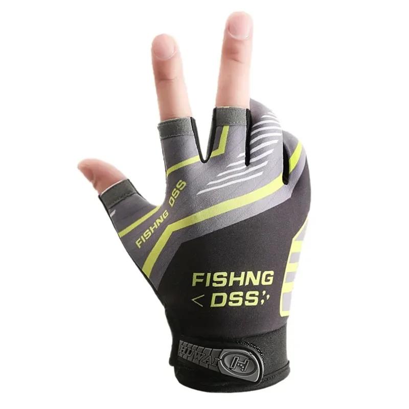 High Quality Fishing Gloves for Men Summer Fishing Road Sub Sunscreen and Anti Slip Ice Silk Breathable Thin Three Finger Gloves