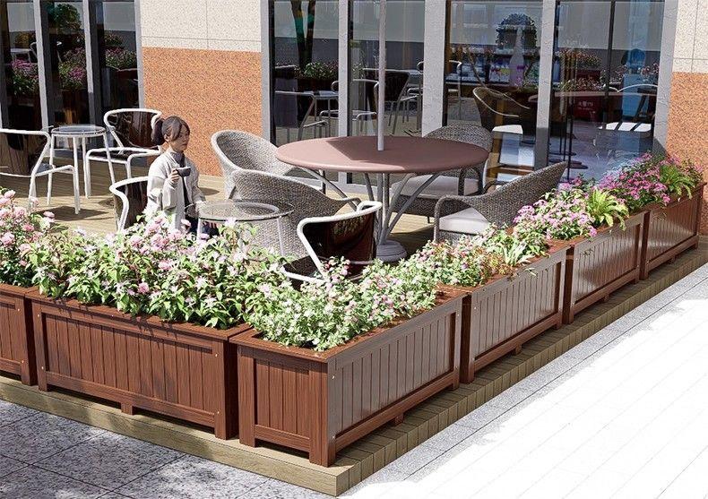 Carbonized Wood Flower Trough: Outdoor Anti-Corrosion Garden Planter Box for Balconies and Roads