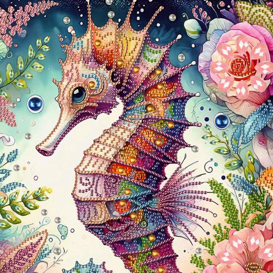 Rhinestone Painting Kits for Beginners 5D Animal DIY Rhinestone Art with Special Shaped Drills Owl Seahorse Gem Art Rhinestone Crafts