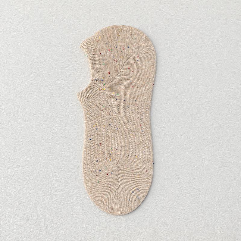 Dot Yarn Women's Spring and Summer Thin Cotton Socks, Shallow-mouthed Invisible Short Socks, Silicone Anti-slip and Non-dropping Heel Socks