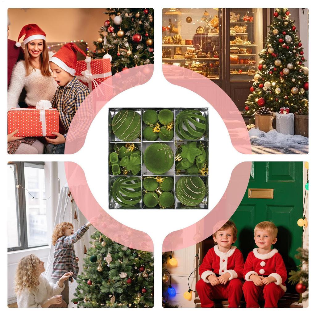 Christmas Tree Ornaments Set 35 Pieces Holiday Decoration Pendants Shatterproof Christmas Decorations For Tree For Party