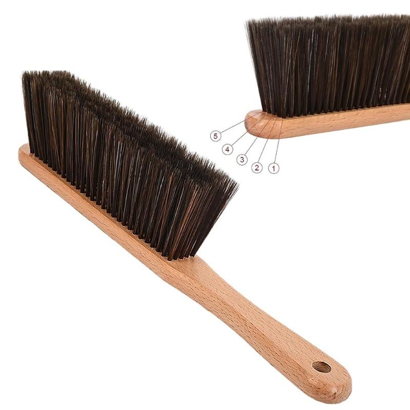 Premium Hand Broom with Natural Dense Bristles and Wooden Handle for Home and Car Cleaning