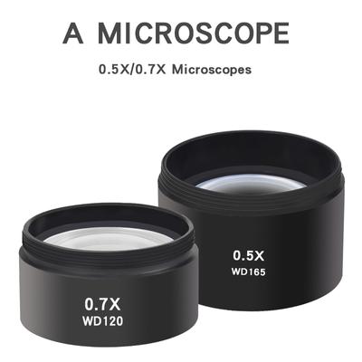 WD165 0.5X WD120 0.7X Microscopio trinoculare Lente obiettivo Barlow Zoom Stereo Microscopio Fotocamera Lente obiettivo ausiliaria