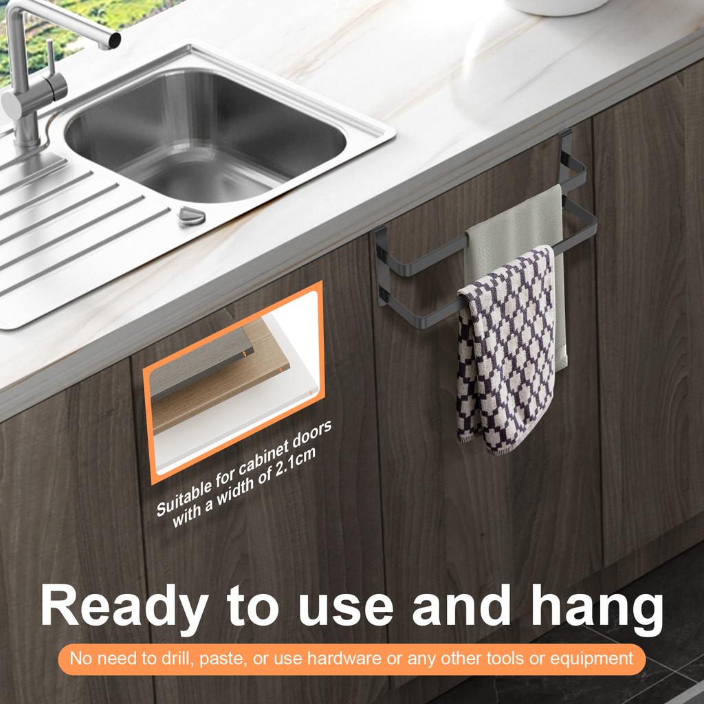 2 Pcs Cabinet Towel Holder Stainless Steel Double Layer Over The  Rust Resistant Towel Rack for Kitchen and Bathroom