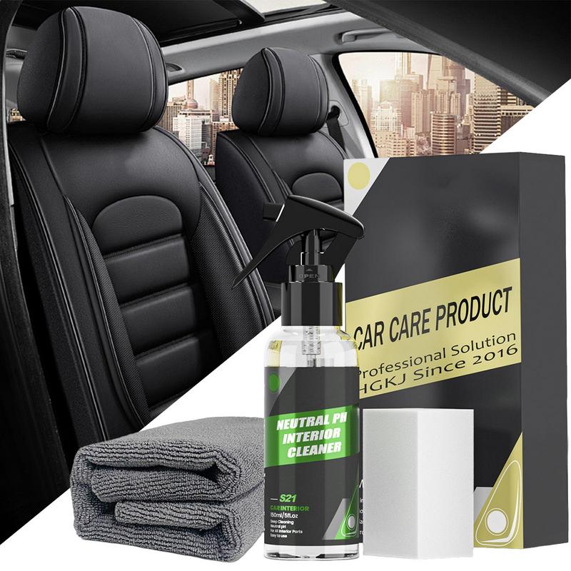 Car Total Interior Cleaner Agent Ceiling Cleaner Leather Car Seat Stain Remover Neutral PH Car Cleaning Spray Auto Detailing
