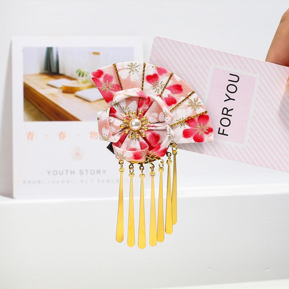 Металлический кисточкой Зажим для волос Кимоно Элегантный Цветочный Аксессуары для волос Японский Традиционный Style C