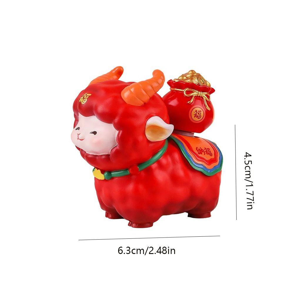 Chinese Style Sheep Desktop Ornament Kawaii Fortune Sheep Figure Desktop Decor