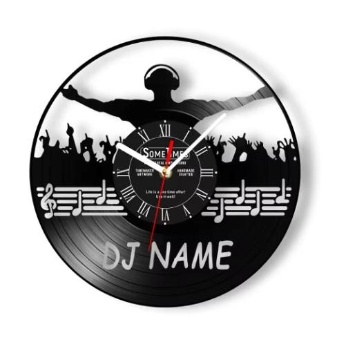 Personalized DJ Name Art Vinyl Record Wall Clock Home Music Club Decoration Wall Watch Custom DJ Name Gift Wall Clock