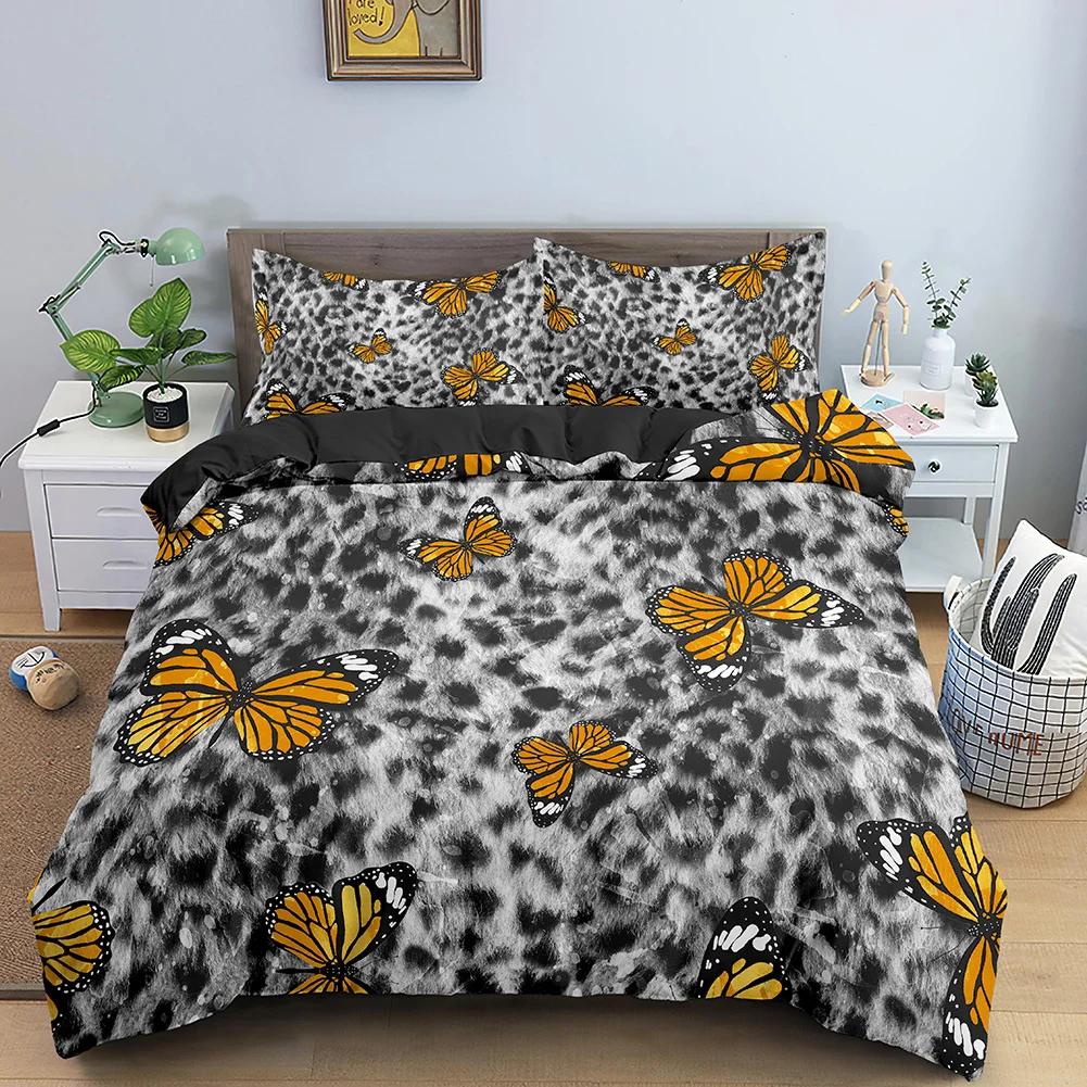Leopard Pattern Duvet Cover Animals Print Cheetah For Kids Man And Woman Luxury Golden Wildlife Theme Decorations Bedroom Queen