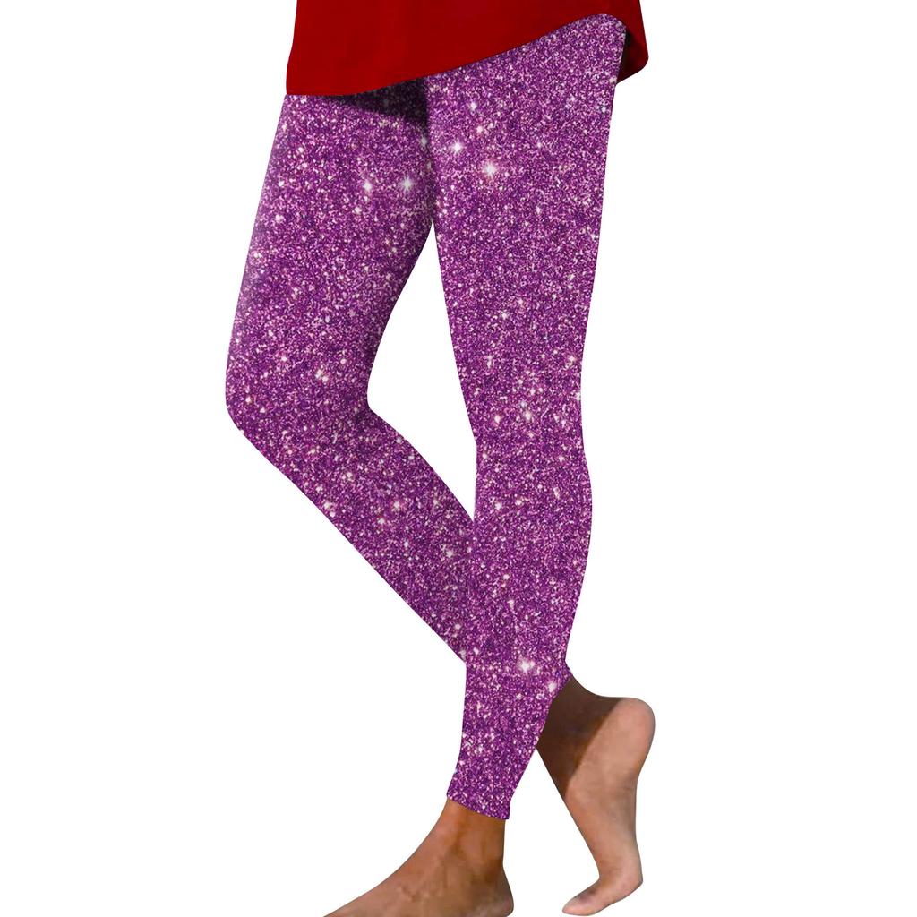 Damen Casual Fashion Outdoor Pailletten Schlanke elastische Yogahose Neun-Minuten-Hose