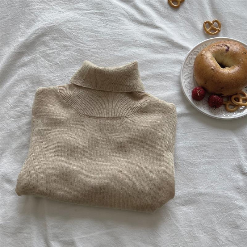 Kinder Jungen Mädchen Unifarben Hoher Kragen Langarm Freizeit Strickpullover Pullover