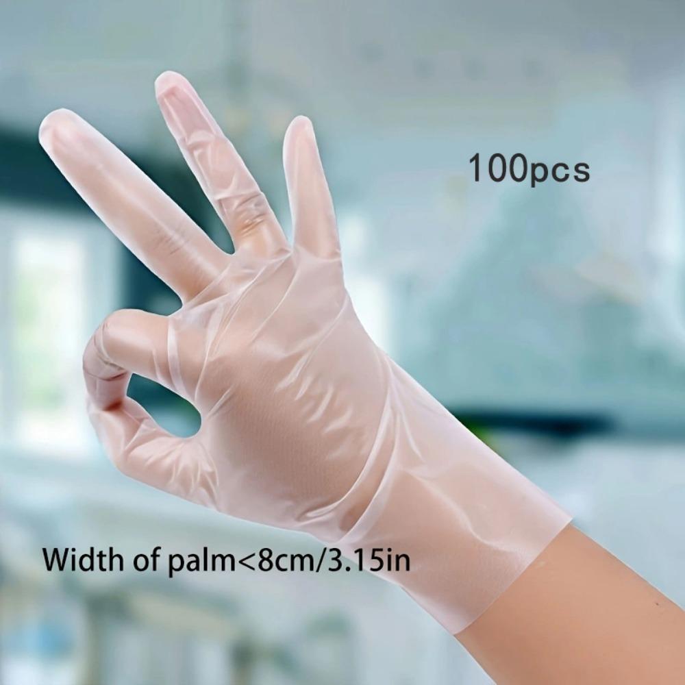 

100-Piece Premium Tpe Disposable Gloves - Clear, Food Grade, Thickened for Durability, Anti-Static - Perfect for Kitchen 100pcs