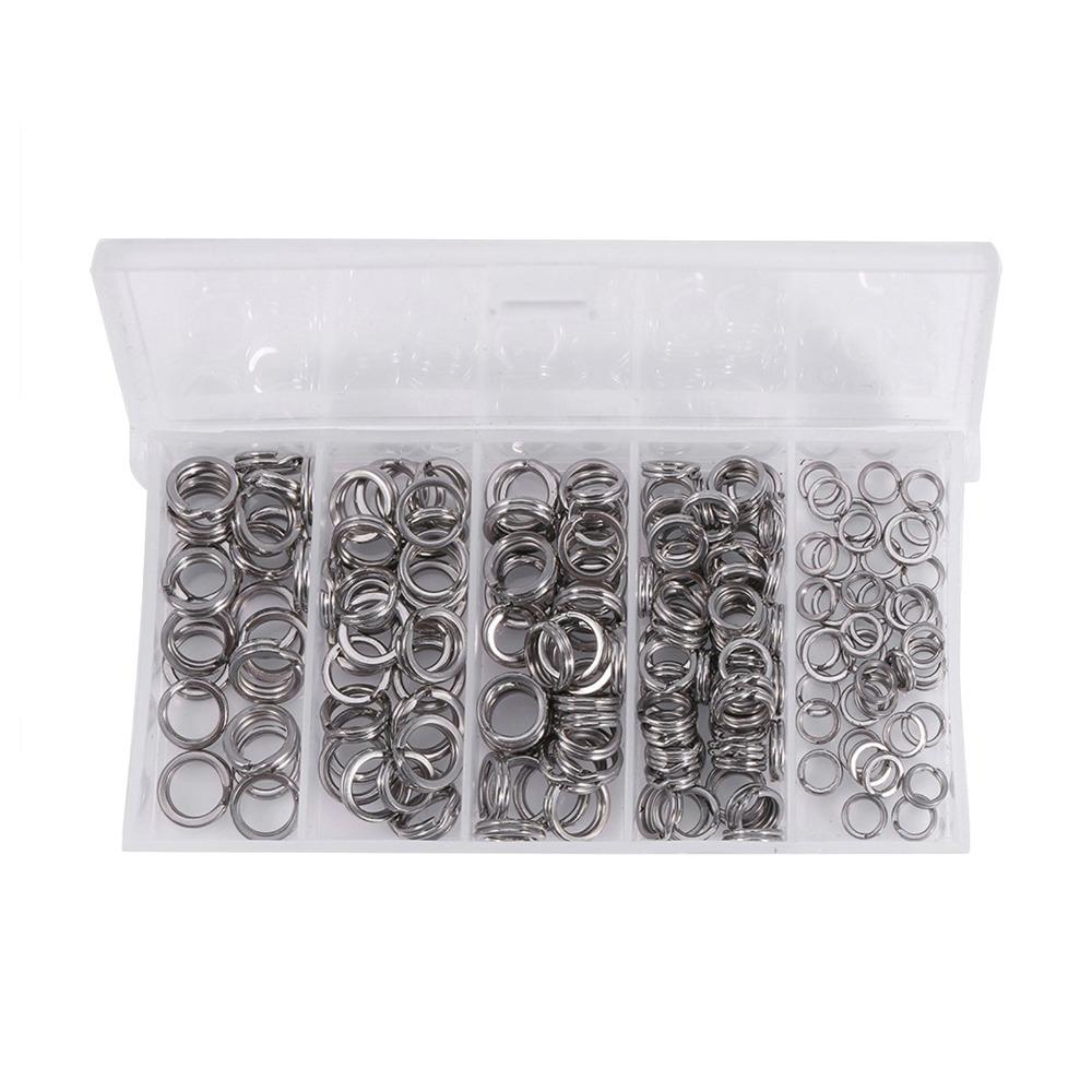 Durable Stainless Steel Fishing Split Rings 5 Size Double Flat Wire Fishing Tackle Ring Heavy Duty Split Rings Fishing Lures