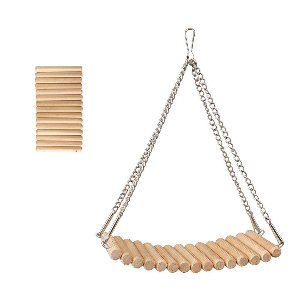 Easy To Install Hamster Hammock Toy Wood Parrot Training Bridge  for Parakeets Budgies Cockatiels