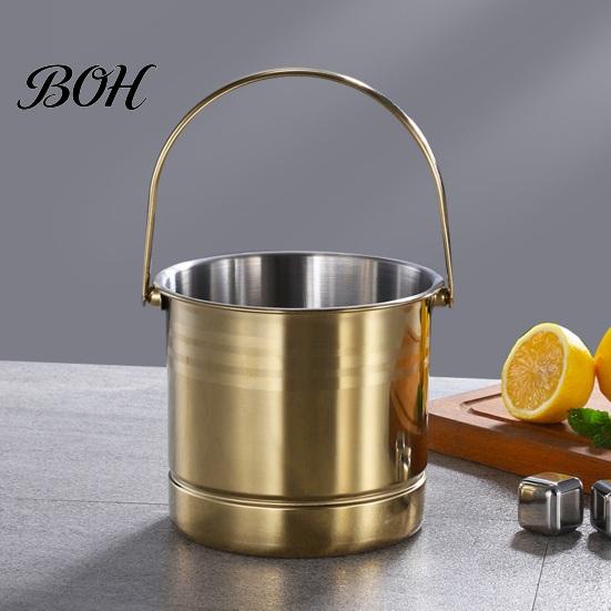 Portable Bar Ice Bucket Stainless Steel with Removable Strainer, Wine Champagne KTV Cooler for Beer Red Wine, Snacks Home Gatherings
