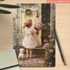 1pc Vintage 2D Iron Metal Wall Art Girl With Flowers 8x12 Inch Decorative Sign for Bedroom Garden