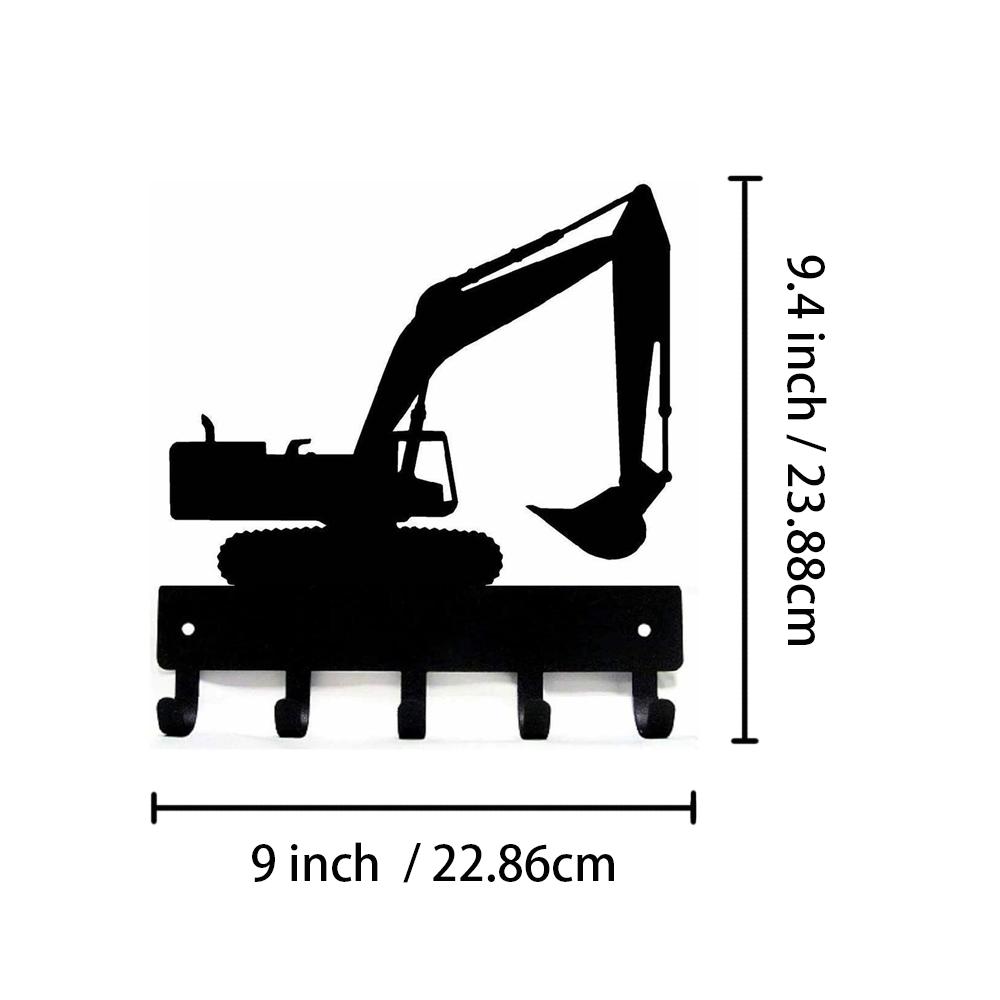 

Настенная вешалка для ключей в виде экскаватора - 9 дюймов в ширину/6 дюймов в ширину Металлическое настенное искусство Девять Шесть дюймов Настенное искусство Держатель для ключей в виде экскаватора чёрный