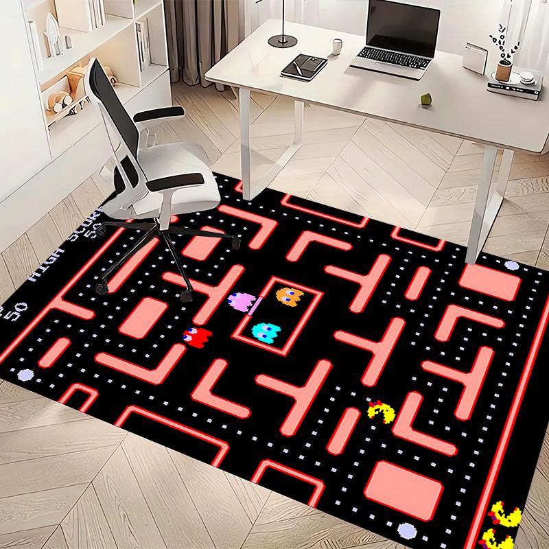 P-PacMan Game Printed Absorbent Washable Carpet, Non-Slip Bathroom Mats, Kitchen Rugs, Yoga Mat,Living Room Entrance, Camping Picnic Rugs
