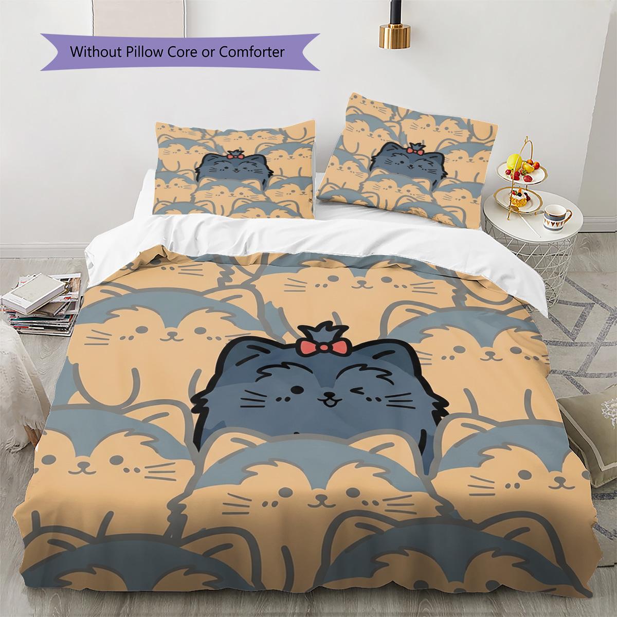 

orkshire Terrier dogs Pattern Bedding Quilt Set Quilt Cover Pillowcase Home Decoration Birthday Gift (1 * duvet cover + 2 * pillowcase, without core) 135x200cm